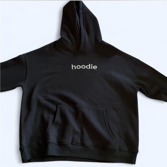 Sunkissed Coconut Other - Black sweatshirt with ‘hoodie’ embroidered in white